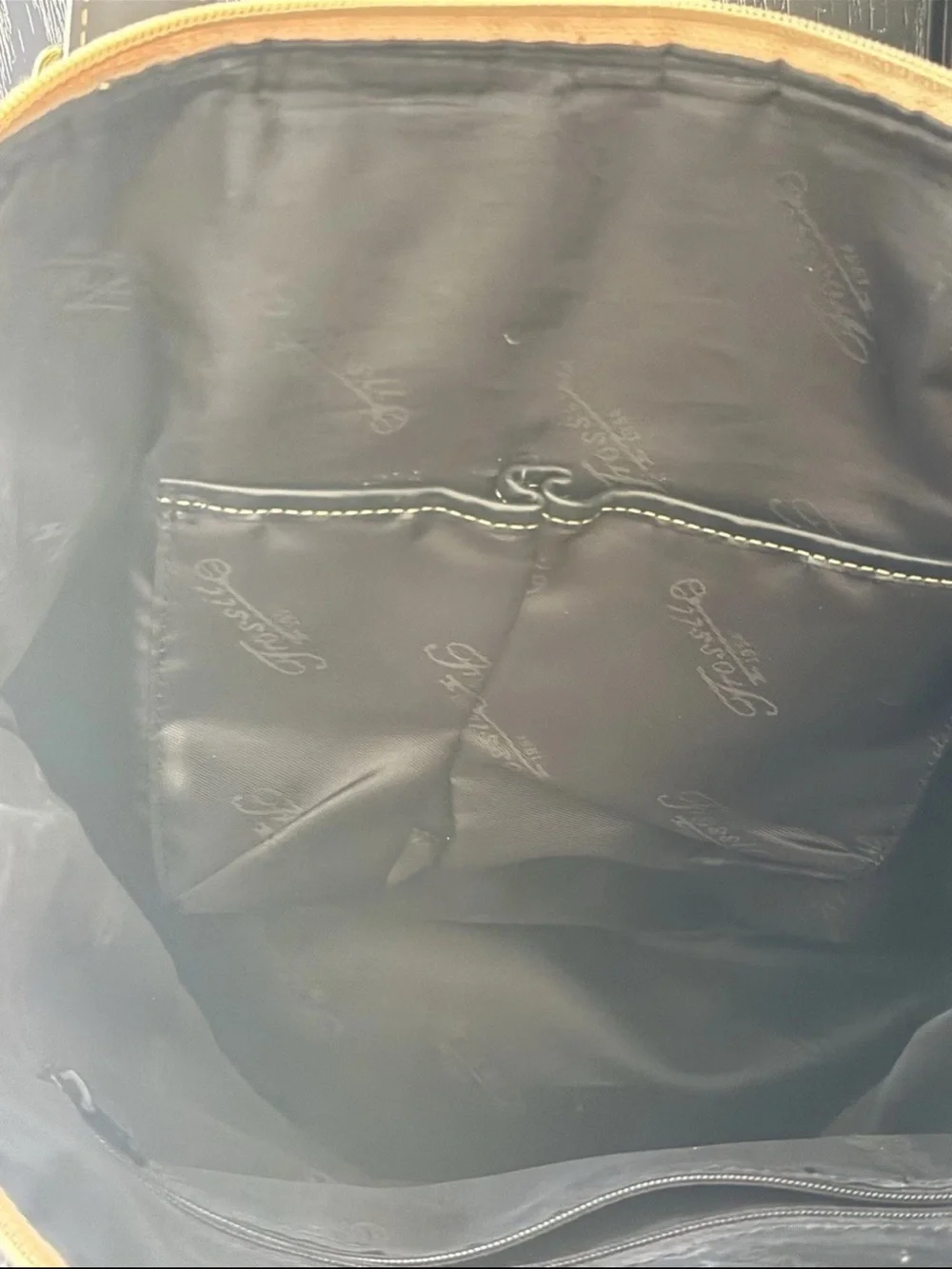 Fossil Black and Gold Paisley Tote Handbag
